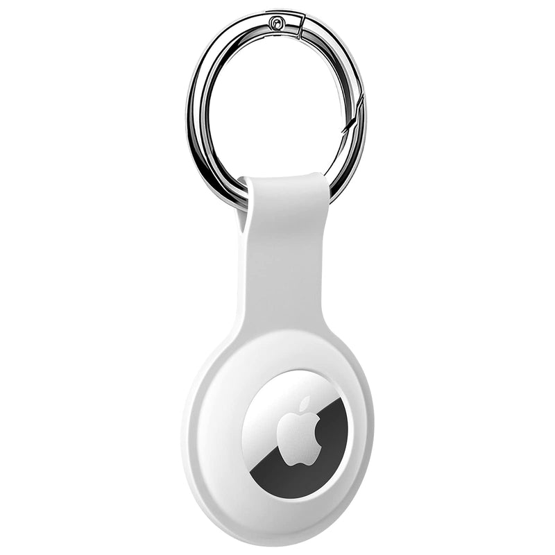 [Australia - AusPower] - Holder Case for AirTags Ultra Light Silicone Sleeve for AirTags Anti-Scratch Protective Skin Cover with Anti-Losing Keychain Ring Accessory Compatible with Apple AirTags 2021 (White) White 