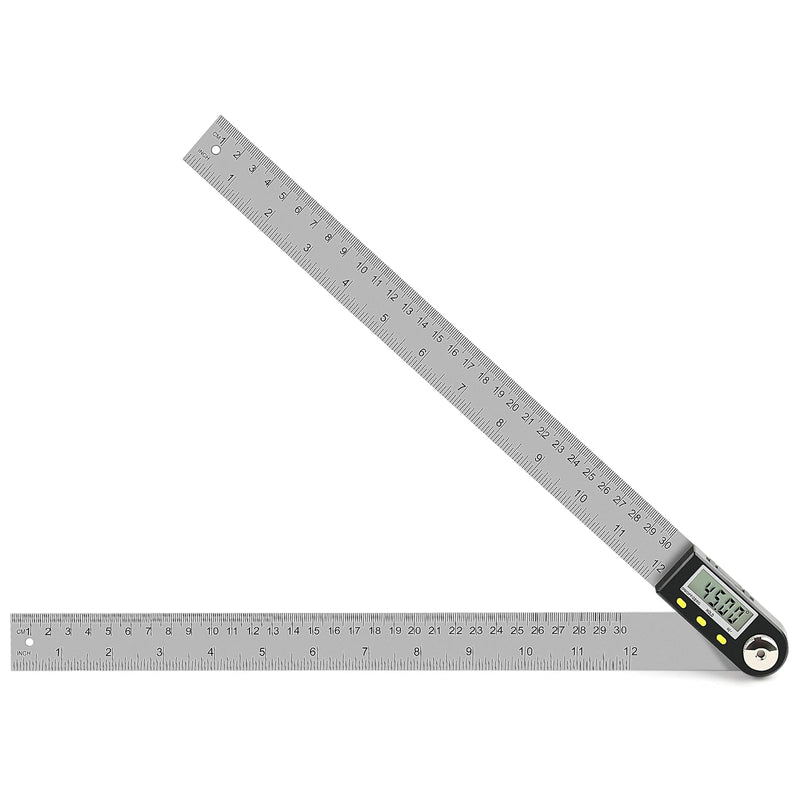 [Australia - AusPower] - Delgada 12 inch/300mm Digital Angle Finder Tool Stainless Steel Digita Protractor Angle Ruler Finder Tool for Woodworking with Zeroing and Locking Function Battery 