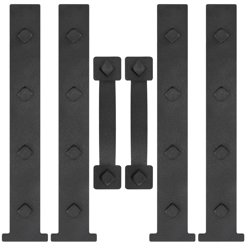 [Australia - AusPower] - Magnetic Decorative Garage Door Hinges Hardware Kit Attractive Curb Appeal Faux Hinges Handles Decor Hardware 1 Carriage Door Accents 4 Hinges + 2 Handles Black Pack of 1 