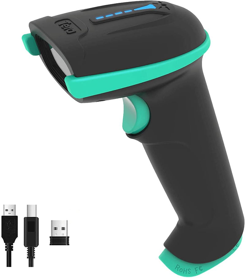 [Australia - AusPower] - Tera Barcode Scanner Wireless Versatile 2-in-1 (2.4Ghz Wireless+USB 2.0 Wired) with Battery Level Indicator 328 Feet Transmission Distance Rechargeable 1D Laser Bar Code Reader USB Handheld (Blue) 