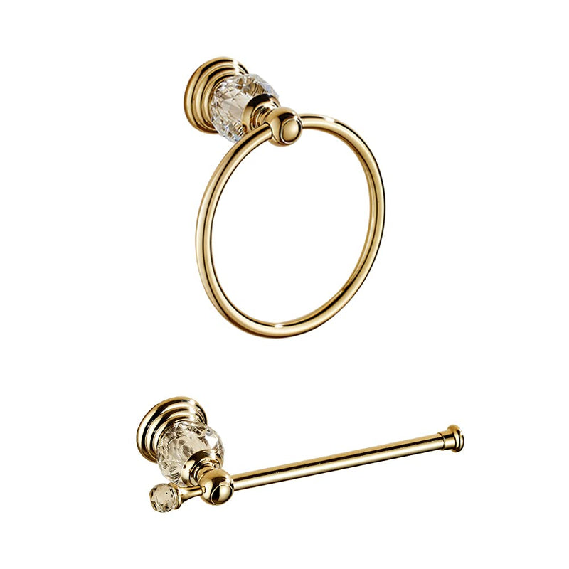 WOLIBEER Crystal Gold Toilet Paper Holder Hand Towel Ring Crystal Bathroom Accessories Set Modern Paper Towel Holder Include 2 Pieces Bathroom Hardware