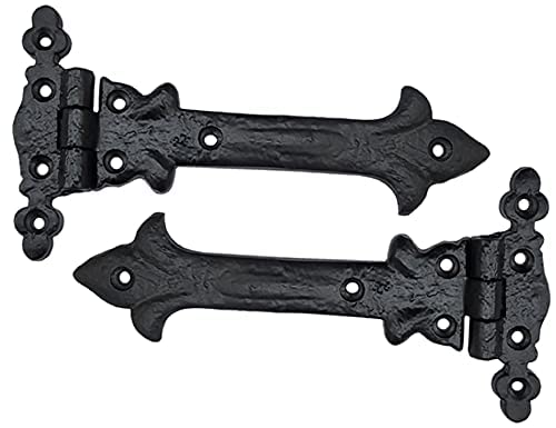 Adonai Hardware Adonijah Antique Cast Iron Strap T Hinge (6" X 2 Pack, Matte Black) for Barn Doors, Gates, Kitchen Cabinets, Sheds, Wooden Box, Furniture, Cedar Chest and Trunks 6" x 2 Pack (T Hinge) - Iron