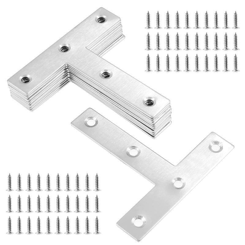 [Australia - AusPower] - 12Pcs T Shaped Mending Plate, 3.1" x 3.1" Stainless Steel Flat Corner Brackets, Corner Braces, Joining Plate, Repair Plate for Wood Furniture, Cabinet, Windows, Desks T Shape 