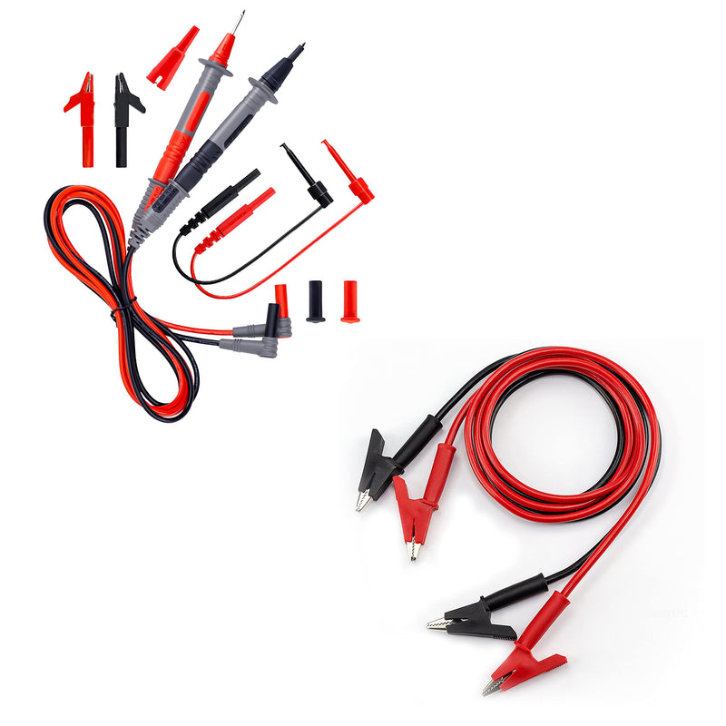 [Australia - AusPower] - KAIWEETS Soft Silicone Electrician Test Leads Kit with 2PCS Alligator Clip Test Leads for Electrical Testing of Fluke/AstroAI/INNOVA Multimeter Electronic Clamp Meter 