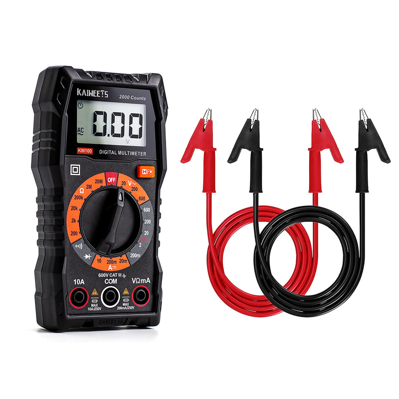 [Australia - AusPower] - KAIWEETS KM100 Digital Multimeter with Case and KAIWEETS KET03 Alligator Clips Electrical Test Leads Set 