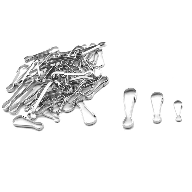 [Australia - AusPower] - 60pcs Metal Spring Hook Buckles Nickel Plated Snap Hanging Clip for Zipper, Key Chain, Plant Hanger etc. (20x 20mm & 20x 30mm & 20x 40mm), (SPRING-HOOK-3SIZE-60) 