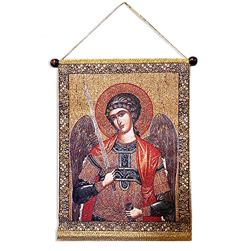 Needzo Tapestry Saint Michael Icon Archangel Orthodox Catholic Christian Icon Image 14 Inch, Religious Wall Tapestry Decoration Gift