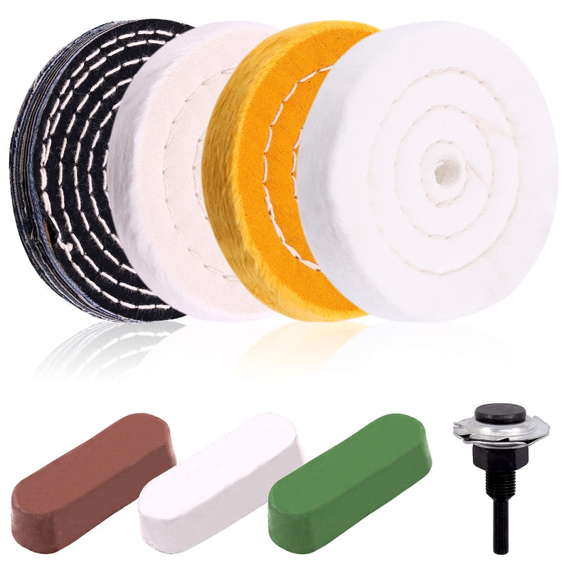 [Australia - AusPower] - Keadic 8Pcs 4inch Buffing Polishing Wheel Kit Includes Polishing Compounds, Buffer Wheels for Polishing and 1/2" Arbor Hole, Polishing Pad Buffing Wheel Kit, Buffer Polisher for Bench Grinder 4'' Buffering wheel Kit 