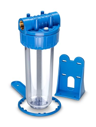 WK 10 Inch Complete Vacuum Container Water Filtration Kit | Includes mounting bracket, key for opening included, for mounting Filtro 10" attacchi 3/4" Container with holder and key