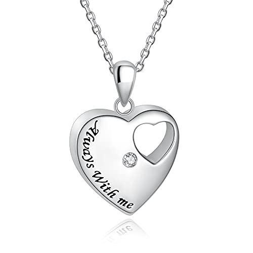 YLT S925 Sterling Silver Heart Cremation Necklace for Ashes