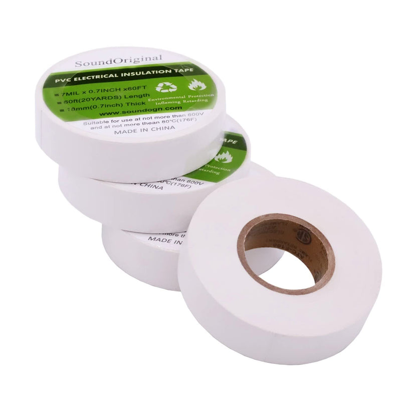 [Australia - AusPower] - UL/CSA Electrical Tape White 0.7 Inch by 60 Feet 4 Pack Waterproof Flame Retardant Indoor Outdoor High Temperature Resistance (60Ft White) 