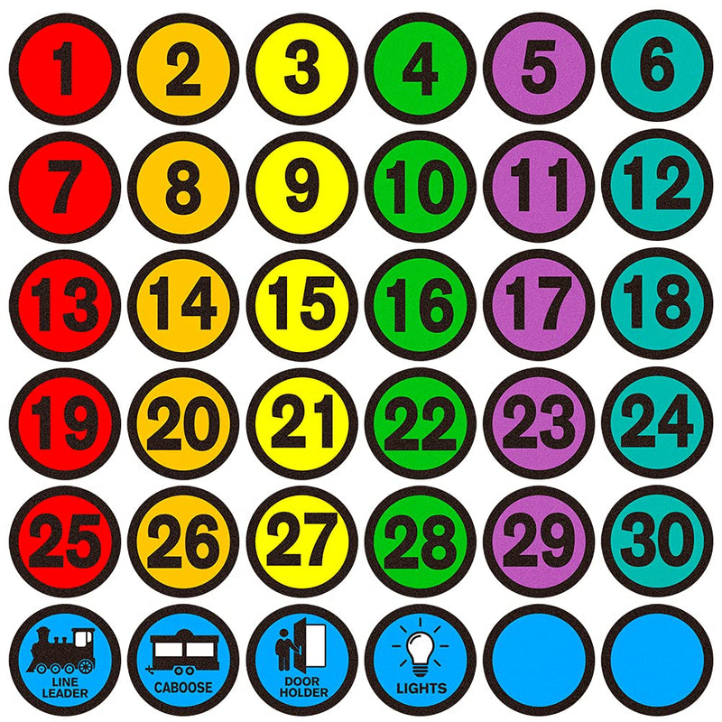 [Australia - AusPower] - WhatSign Line up Spots for Classroom Floor Number Stickers for Classroom 36Pcs Line up Dots Floor Decals Line up Numbers for Classroom Back to School Kindergarten Preschool Supplies 1-round 
