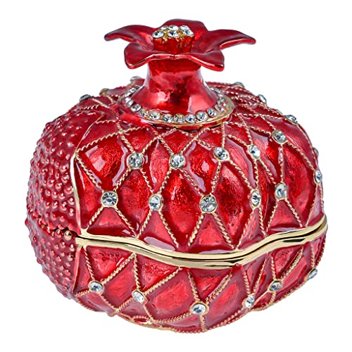 FJ FENGZHIJIE pomegranate jewelry box featuring a 3.5-inch fruit-shaped figurine with intricate details and a jewelry storage compartment