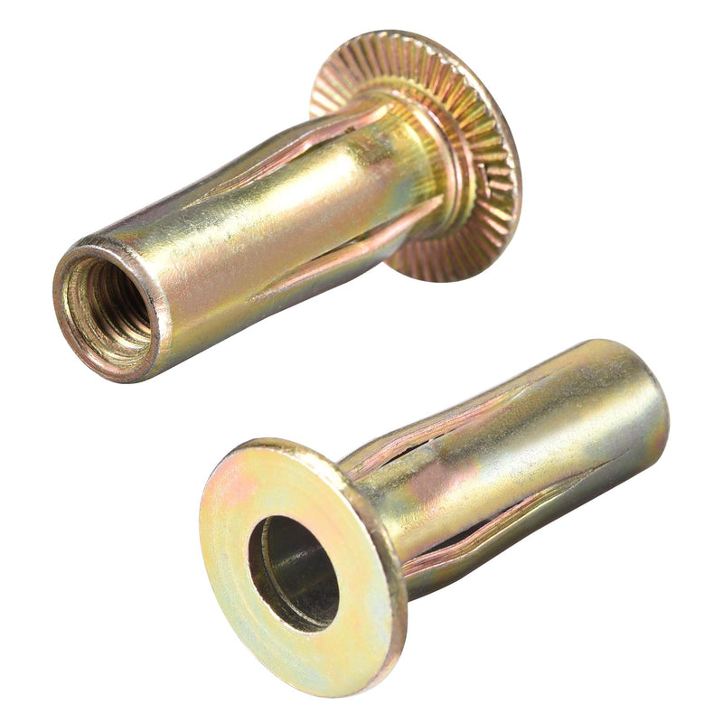 [Australia - AusPower] - uxcell Multi-Grip Rivet-Nut, M6 Pre-Bulbed Shank Carbon Steel Color-Zinc-Plated Flat Head Threaded Insert Nut 30Pcs 