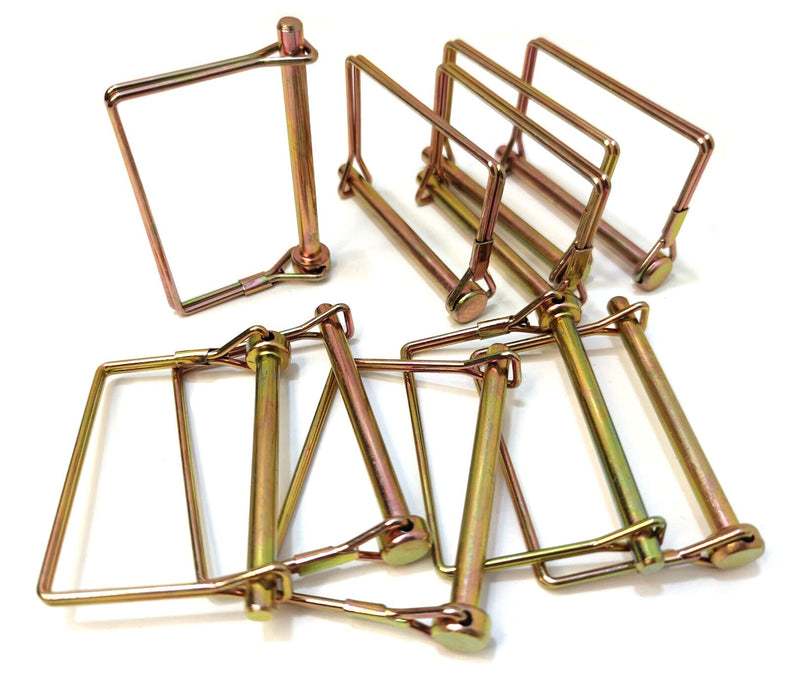 [Australia - AusPower] - 10 Pieces 1/4 Inch Wire Lock Pin, Trailer Coupler Pin,Hitch pin,Heavy Duty Safety Coupler Pin Shaft Locking Pin for Farm Trailers Wagons Lawn Garden(Square, Gold) 