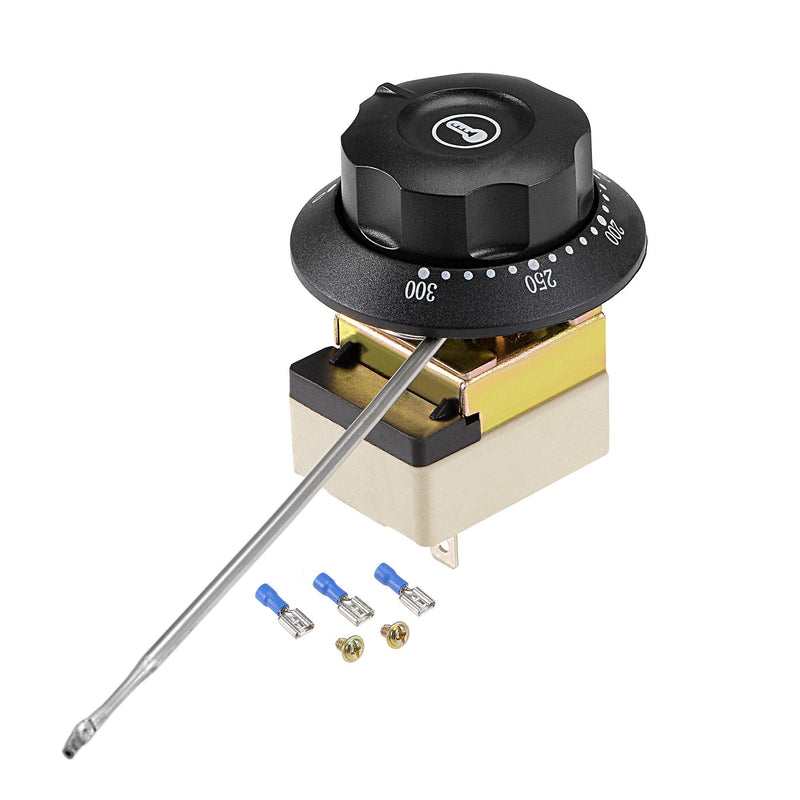 [Australia - AusPower] - uxcell 1NO 1NC 250V 16A 50-300C Temperature Control Switch Capillary Thermostat for Oven Refrigerator Heater, 4mm Probe, with 2 Screws&3 Crimp Terminals 