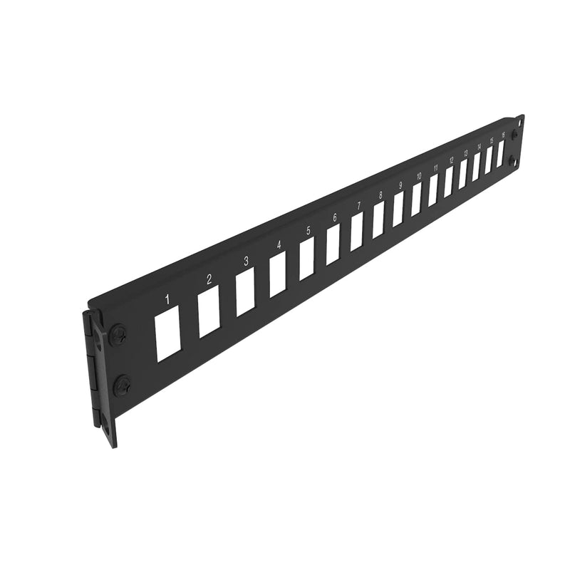 [Australia - AusPower] - Jingchengmei 16-Port 1U Hinged Rack Blank Patch Panel for Keystone Jack Cat.6 or Cat.5E, 19" Rackmount (H1UKS16H, Black) H1UKS16H 