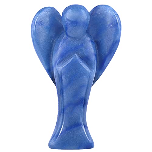 mookaitedecor Blue Aventurine Crystal Angel Figurine for Protection Prayer