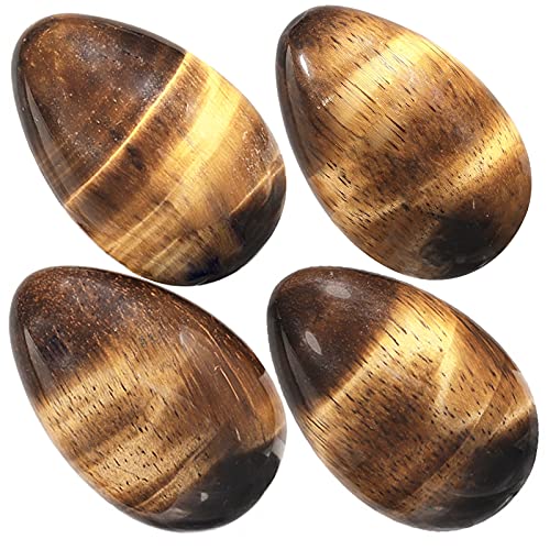 TUMBEELLUWA 4pcs Natural Crystal Eggs for Massage, Meditation & Healing Yellow