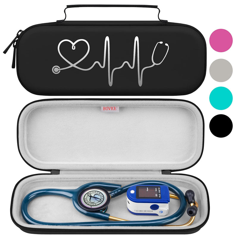 [Australia - AusPower] - BOVKE Stethoscope Case, Lightweight Slim Stethoscope Holder Compatible with 3M Littmann Classic III, Lightweight II S.E, Littmann Cardiology IV, MDF Acoustica Deluxe Stethoscopes, Black 
