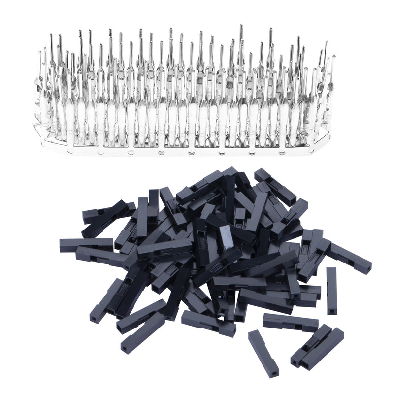 [Australia - AusPower] - 100 Sets for DuPont 2.54 mm Pitch 1-Pin Male Adapter Cable Connector Accessories. 200 Pieces 2.54 mm Pitch 1-Pin Adapter Connector Male Housing Socket Terminal, Crimp Pins Kit. Black-Single Row 