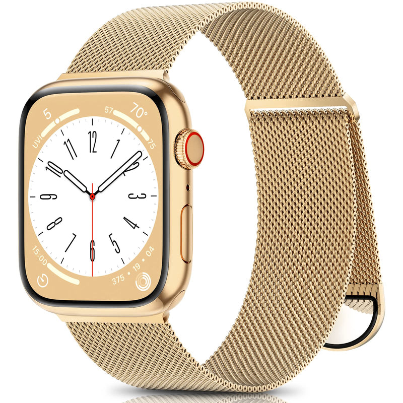 ZALAVER Metal Band Compatible with Apple Watch Bands 38mm 40mm 41mm 42mm 44mm 45mm 49mm Women Men,Adjustable Magnetic Stainless Steel Mesh Strap for iWatch Ultra/Ultra 2,Series 9 8 7 6 5 4 3 2 1 SE Golden 38mm/40mm/41mm