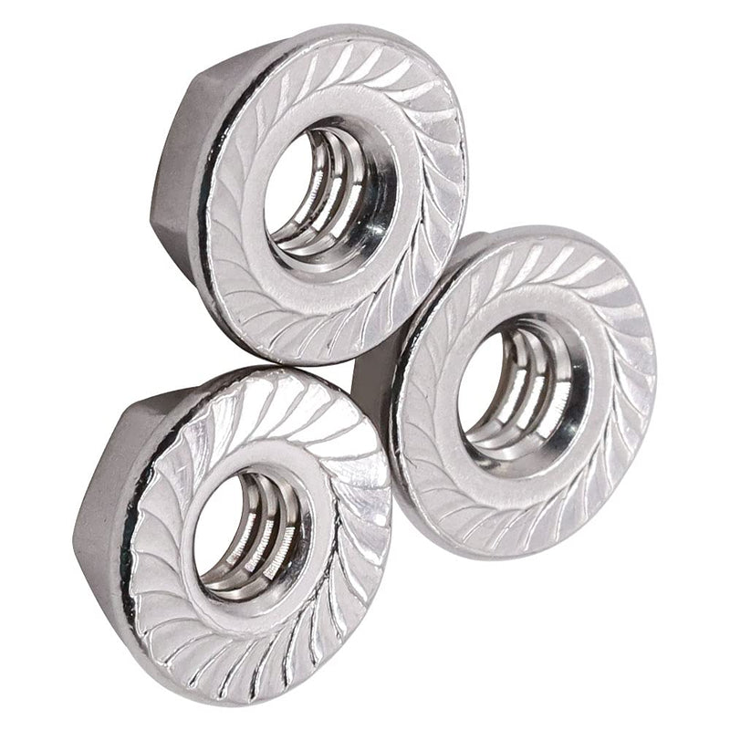 [Australia - AusPower] - Glvaner #8-32 Thread Size Stainless Steel Serrated Flange Hex Nuts Locknuts 304 Stainless Steel 18-8 50 Pack 