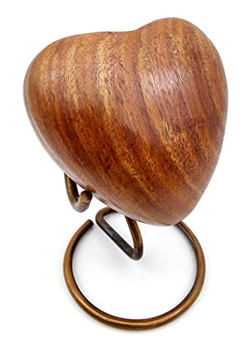 Wooden Heart Urn Keepsake Cremation Urn, Wooden Urn Style, 3 inch