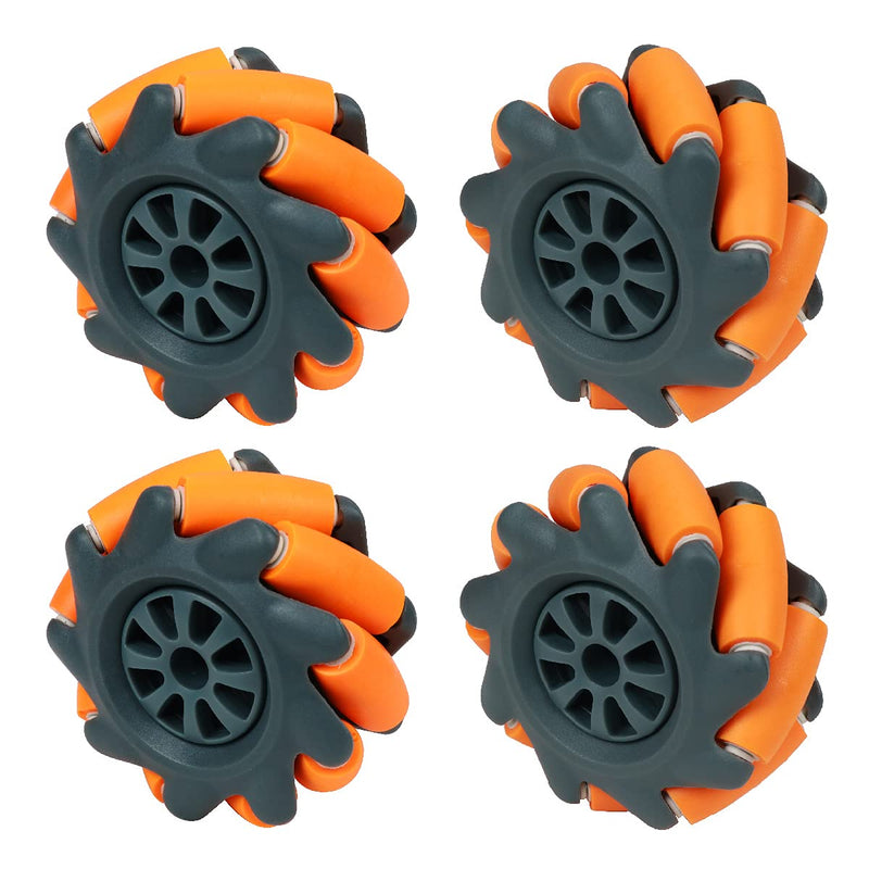 [Australia - AusPower] - Mecanum Wheel, Omni-directional Wheel 65mm High Hardness Plastic Wheel, Orange Wheel Intelligent Robot Car Components, DIY Accessories(4PCS) 