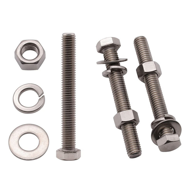 [Australia - AusPower] - (4 Sets) 1/2-13 x 6 Stainless Steel Hex Bolts & Hex Nuts & Flat Washers SAE & Lock Washers Hardware Kit, 304 Stainless Steel 18-8, Full Thread Hexagon Bolt Assortment 1/2-13 x 6" 4 