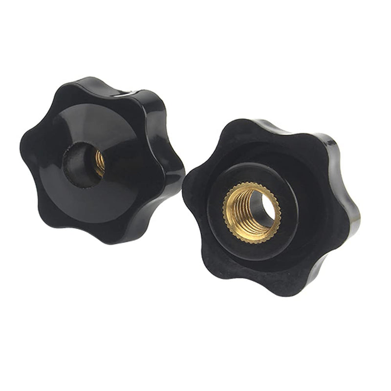 [Australia - AusPower] - 10 Pcs M5 Head Diameter 32mm Black Plastic Star Shape Head Female Thread Clamping Knob Shape Hand Knobs Nuts Grip Through Hole Nut Handle Machine Tool M5x32mm(10Pcs) 