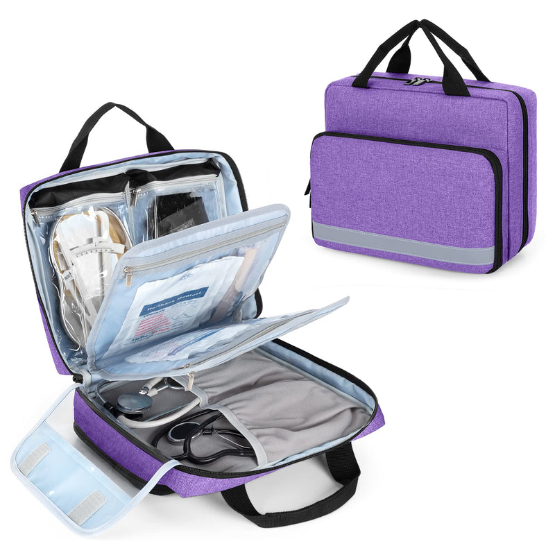 [Australia - AusPower] - Trunab Utility Nurse Case Padded Stethoscope Case, Hold Two Stethoscopes/BP Cuffs and Nurse Accessories, Small Empty First Aid Bag for Nurses, Doctor, Purple (Patent Design) 