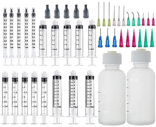 CIETER adhesive dispenser accessories, 20-pack glue bottles, syringes, caps, and dispensing tips in assorted sizes