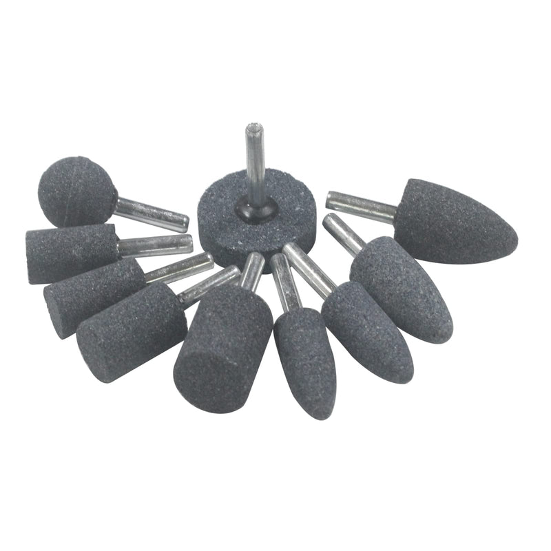 [Australia - AusPower] - Luo ke 10 Pcs Various Shapes Abrasive Grinding Stone Rotary Accessories Buffing Point Set with 1/4 Inch Shank 