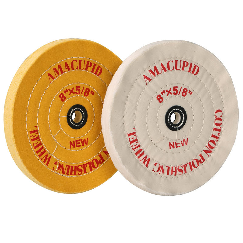 [Australia - AusPower] - Cotton Buffing Wheel Kit 8 inch. for Bench Grinding Wheel Polishing Machines. Polishes Jewelry, Glass, Tools and More. 5/8 inch Arbor 