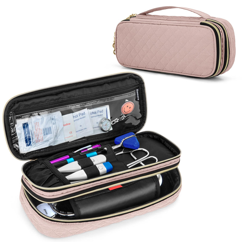 [Australia - AusPower] - Damero Double Layer Stethoscope Case Compatible with 3M Littmann/ADC/Omron Stethoscope, Stethoscope Carrying Case Travel Bag for Nurse Accessories, Misty Rose 