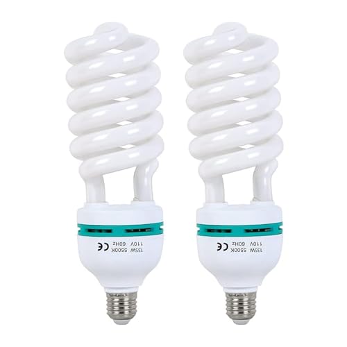 Skytex 2pcs 135W Light Bulb 5500K CFL Daylight Spiral Softbox Lighting Kit Bulb in E27 Socket for Photography Photo
