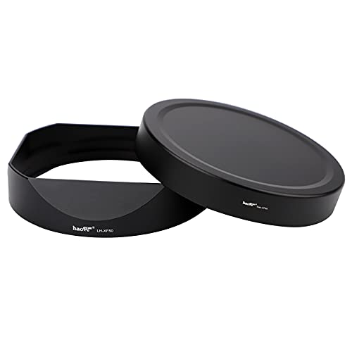 Haoge Metal Square Lens Hood Bayonet for Fujifilm XF50mm F1.0 R WR, Fuji 50mm F1 Hood Shade with Metal Front Cap