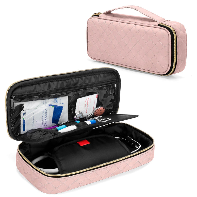 [Australia - AusPower] - Damero Protective Stethoscope Case with Divider for Nurse Accessories, Stethoscope Carrying Bag Travel Case Compatible with 3M Littmann/ADC/Omron Stethoscope and others, Misty Rose 
