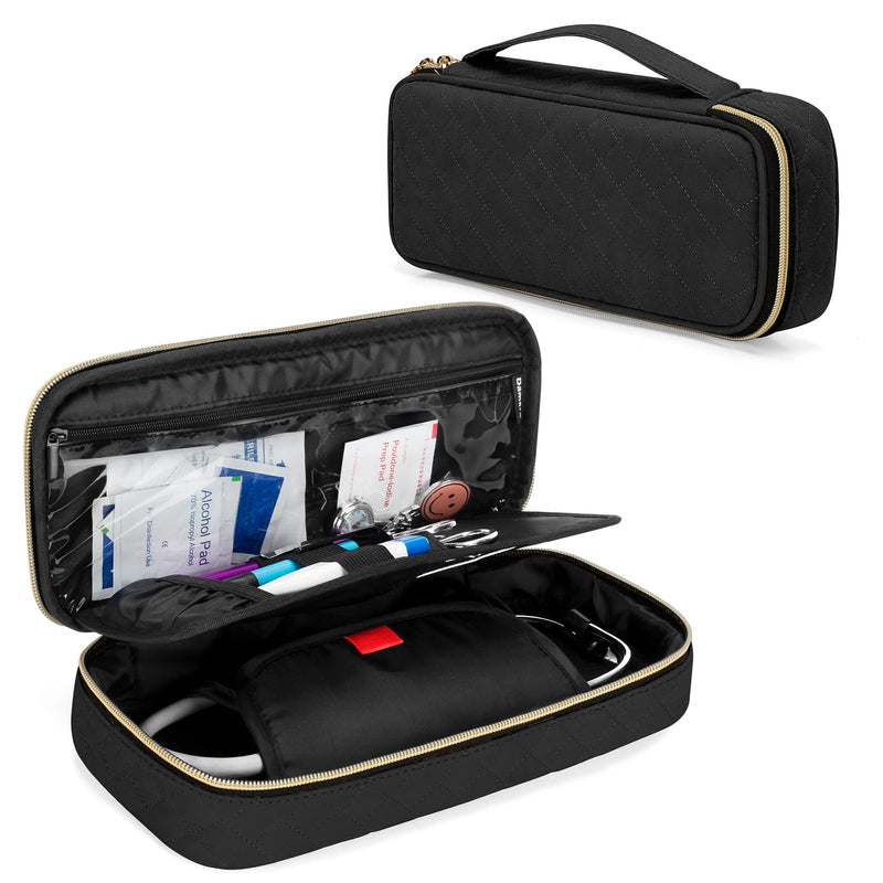 [Australia - AusPower] - Damero Protective Stethoscope Case with Divider for Nurse Accessories, Stethoscope Carrying Bag Travel Case Compatible with 3M Littmann/ADC/Omron Stethoscope and others, Black 