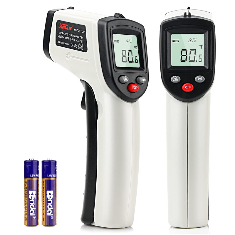 [Australia - AusPower] - Non-Contact Digital Laser Infrared Thermometer, -58℉~ 752℉ (-50℃ ~ 400℃) Handheld IR Temperature Gun with Adjustable Emissivity for Kitchen Cooking BBQ Automotive Daily Use and Industrial Gray -50℃~400°C 