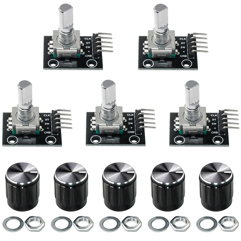 GIAK KY-040 Rotary Encoder Module Rotary Encoder, Pack of 5, 360 Degree Rotary Encoders | Rotary angle sensor with push button for automotive electronics multimedia audio
