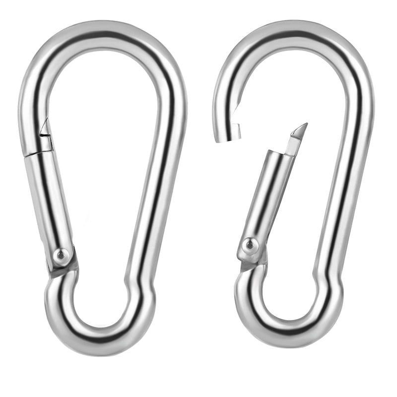 [Australia - AusPower] - Benvo 2 Pcs Carabiner Clips Spring-Snap Hook M8 3.1 Inch Quick Link 304 Steel Heavy Duty Big Spring Buckle Rope Connectors for Backpack, Hammock, Camping and Swing, Outdoor Equipments (500LB Capacity) M8-Pack of 2 