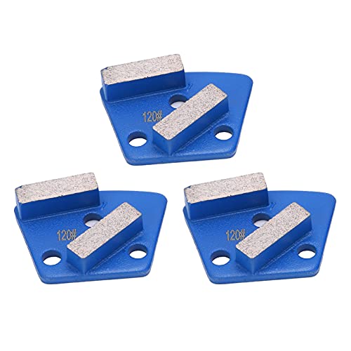 Eujgoov blue trapezoid grinding discs, 120 grit concrete floor coating pads with long teeth, 3-piece set