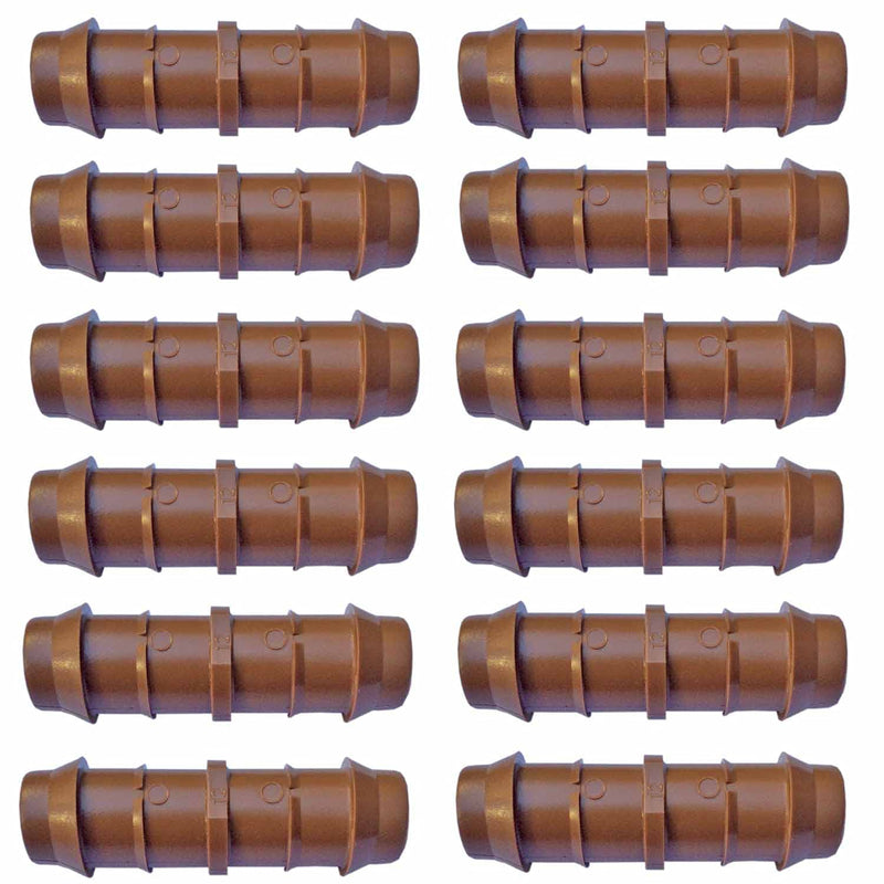 [Australia - AusPower] - 1/2" Coupling Drip Irrigation Fittings (12 Pack) - Barbed Drip Line Coupler Connectors compatible with Rain Bird and Most 1/2" Tubing or Sprinkler Systems 