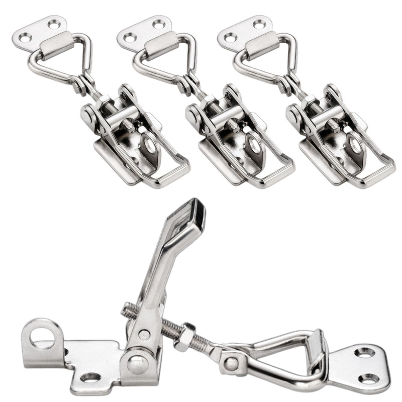 [Australia - AusPower] - Thickened Stainless Steel Toggle Latch Clamp Horizontal or 90 Degree Right Angle Adjustable Buckle with Keyhole 4 Pieces 