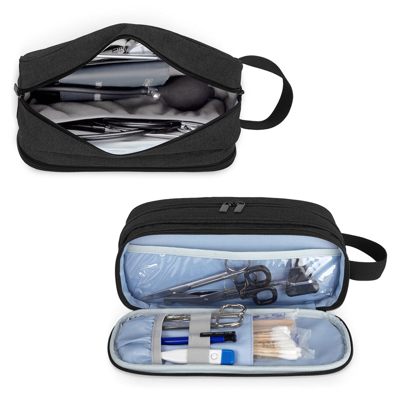 [Australia - AusPower] - Trunab Stethoscope Carrying Case Hold 2 Stethoscopes or BP Cuffs, Compatible with 3M Littmann/MDF/ADC, Medical Case with Extra Pocket for Nurse Accessories, Essentials for Nurses, Doctors, Black 