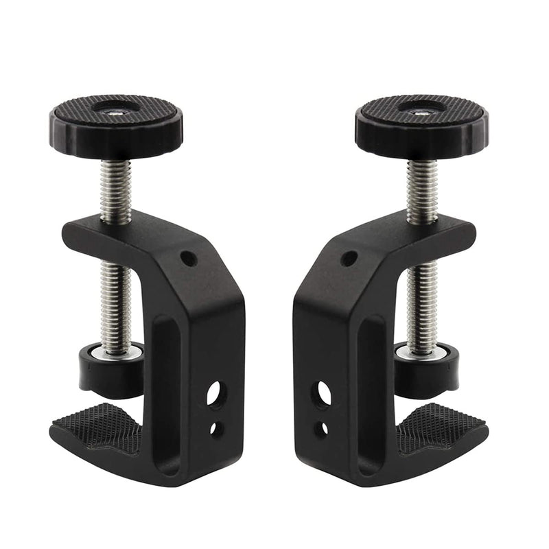 [Australia - AusPower] - Universal C-Clamp Aluminum Support Clamp Desktop Mount Holder Stand with 1/4" and 3/8" Thread Black(2 Pcs) 2pcs 
