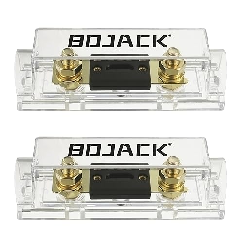 BOJACK 2pcs 200A ANL Fuse Holder and 2pcs 200Amp 32VDC ANL Fuses for Audio and Video Systems