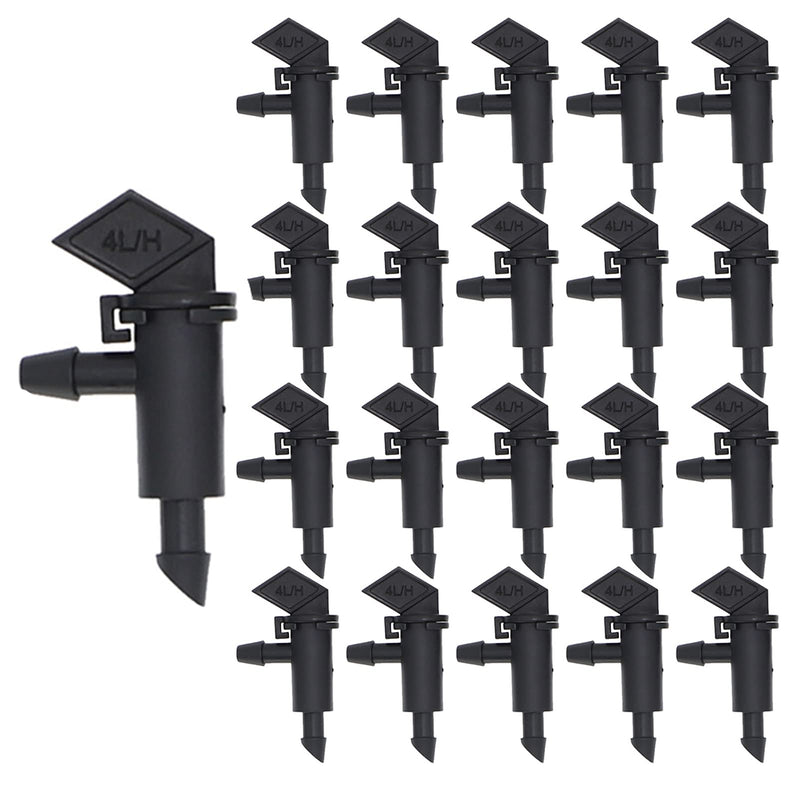 [Australia - AusPower] - 100 Pack 1 GPH Flag Irrigation Dripper Emitter 4L/H Garden Irrigation Drip Emitters Irrigation Emitter Flag Dripper Drip Irrigation Connect 4mm/7mm Hose for Home Garden Trees Herbs (Black) 